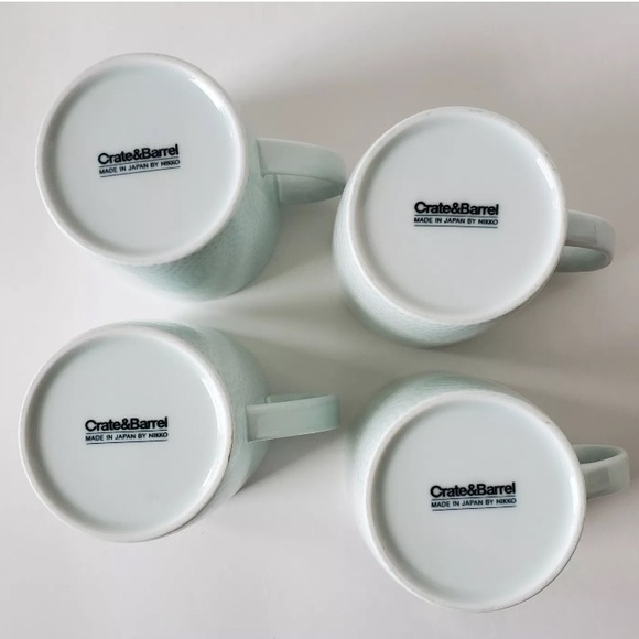 Set Of 4 Crate And Barrel 3.5" Tall Nikko Celadon Porcelain 10oz Coffee Tea Mugs - Picture 5 of 5